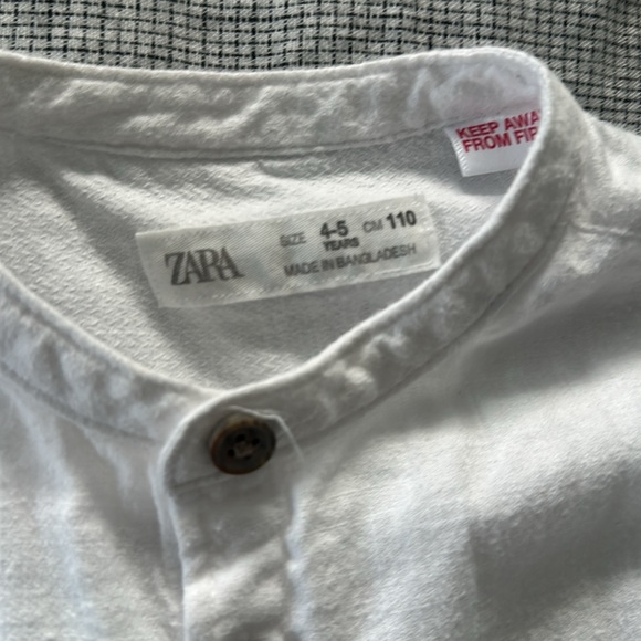 ZARA Boys Long Sleeve Banded Collar Button Up shirt - Picture 4 of 6